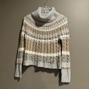 Loft Cable Knit Wool Blend Turtle Neck Sweater Size Medium